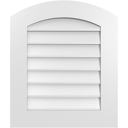 Ekena Millwork Arch Top Surface Mount PVC Gable Vent: Functional, w/ 3-1/2"W x 1"P Standard Frame, 22"W x 26"H GVPAR22X2601SF
